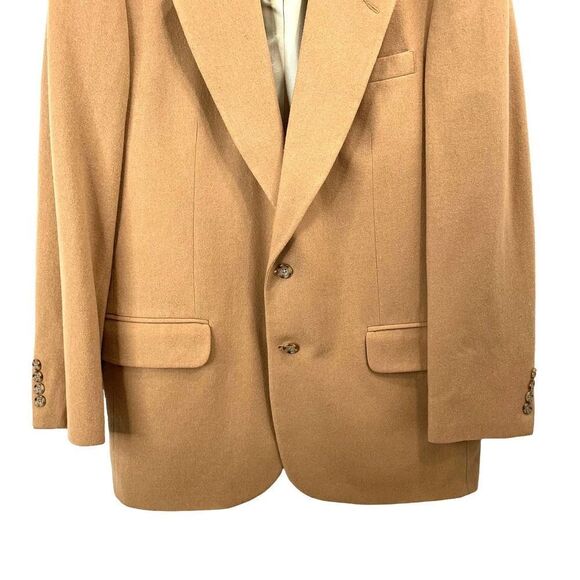 Oscar De La Renta wool cashmere blend suit jacket blazer Sz 44L camel caramel - Picture 3 of 10
